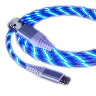 China Luminous Visible Overflowing Mobile Phone LED Light USB Micro/Type-C USB Data Cable For Android Huawei Phones for sale