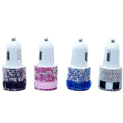 China Smartphone Fshion Crystal Rhinestone Car Charger Fast Luxury Charging Usb Car Charging Adapter Wholesale for sale