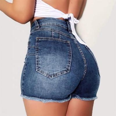 China Lskj786 new breathable high waist stretch ripped denim top shorts women plus size jeans wholesale for sale