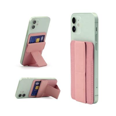 China 2021 Magnetic New Design 2 in 1 Magnetic Leather Phone Wallet PU Adhesive Phone Holder Card Holder for sale