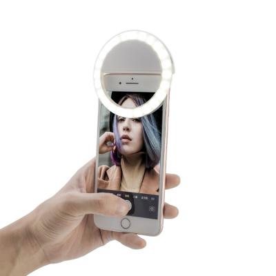 China Portable Rechargeable Mirror Make Up Live Broadcast 5600K Mini Circle Selfie LED Flash Light For Smart Mobile Phone 86*27mm for sale