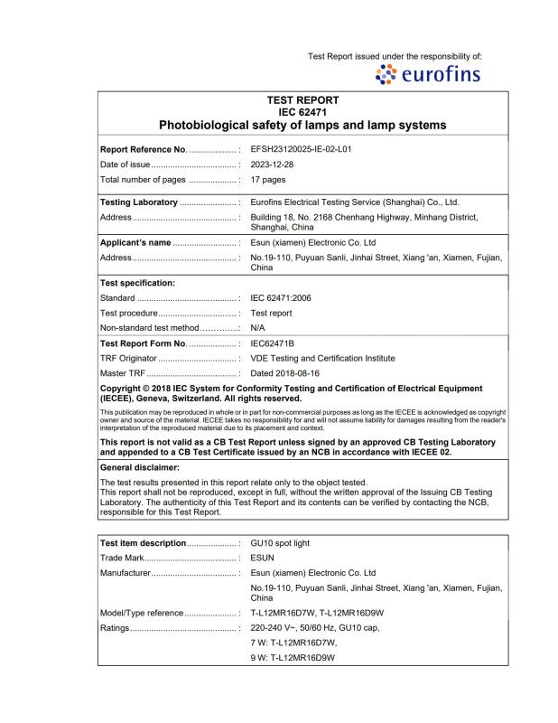 IEC 62471 - Esun electronic Co.,ltd