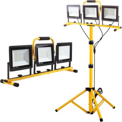 China IP66 Waterproof Work Light Stand 21000lm with Folding Tripod Stand and 3 Adjustable Heads 6500K for sale