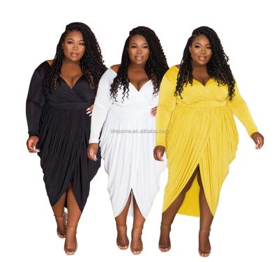 China New Arrivals Viable Clothing Oversized Casual 5xl Ball Gown MT412-70019 2021 Fall Women's Clothing Plus Size Ruffle Dress for sale