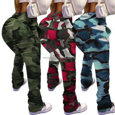 China MT88-6357 viable wholesale ladies camouflage copy autumn and winter models stacking pants casual sports pants women's pants for sale