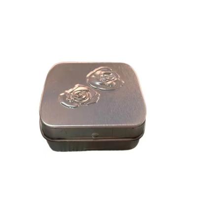 China Mini Recyclable Stylish Condom Tin Box Rose Style Tins With Wire Hinge Chewing Gun Tin Box Candy Box Solid Perfume Container for sale