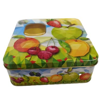 China Food Best Seller Chocolate Biscuit Cookie Candy Tea Square Gift Packaging Container Tin Box Can for sale