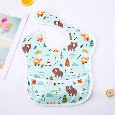 China Pul Sustainable Reusable Waterproof Baby Feeding Bib With Front Pocket for sale