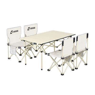 China Durable Portable Folding Aluminum Table And Chair Set With Big Storage Bag for sale