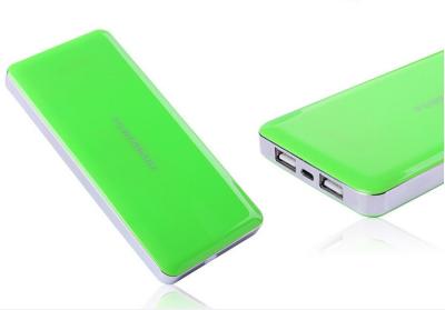 China Super Slim Dual USB Fast Charging Power Bank 12000mAh 2.1A Green for sale