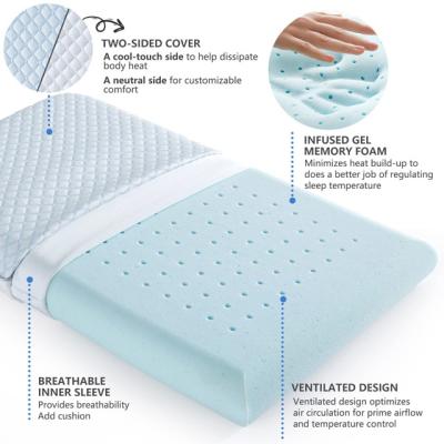 China Anti-Static Slim Gel Memory Foam Pillow for Stomach and Back Sleepers, Flat for Neck Pain for sale