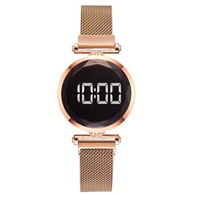 China Luxury Automatic Date 2022 Digital Magnet Watches For Women Female Rose Gold Stainless Steel Dress LED Quartz Watch Clock for sale