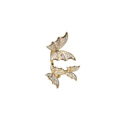 China 2022 TRENDY fashion crystal butterfly resizable rings for girl women for sale