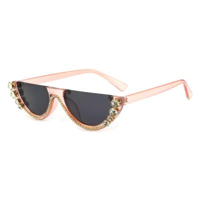 China Fashion Sunglasses Design Pretty Small Fashion Half-frame Faux Moonstone Sunglasses For Women for sale