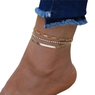 China Summer CLASSIC jewelry butterfly anklet chain gold snake chain trendy multilayer anklet for fashion women for sale