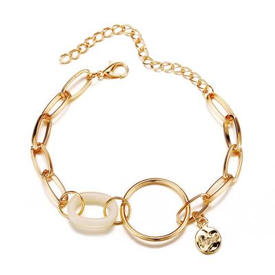 China New Design Wholesale Casual/Sports Personalized Acrylic Pin Gold Plated Circle Chain Bracelet Girls Jewelry for sale