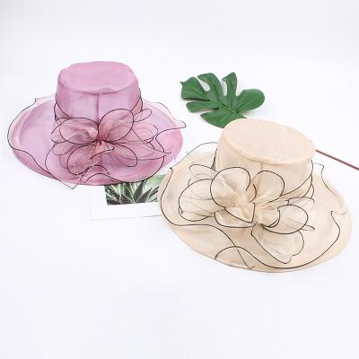 China Image Fashion And Elegant Wedding White Lace Flower Net Party Ladies Church Hat for sale