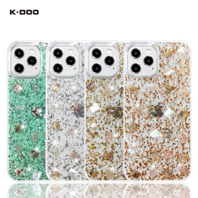 China K-Doo seashell pattern shockproof flash foils bling clear shockproof shiny mobile phone case for iphone12/12mini/12pro/12promax for sale