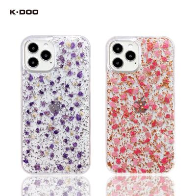 China K-Doo Shockproof Flowers Real Flower Natural Plants Floral Real Flower Dry Small Phone Case For iphone12/12mini/12pro/12promax for sale