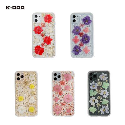 China K-Doo Shockproof Blooms Real Natural Real Flowers Shockproof Dry Flower Phone Protector Case For iphone11/11pro/11promax for sale