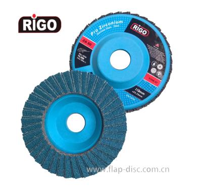 China Zirconium/Alunimium/Nonwoven Abrasive Tools Rigo 115/125/150/180 Quick on Zirconia Flap Abrasive Disc with Nylon Plastic Backing for sale