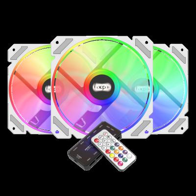 China Computer Case/CPU Cooling HXPX 12cm 3in1 Fan Kit 6 PIN Case Fan White PC Cooling Silent Computer Fan With RF Opening Halo Lighting Remote Control Set RGB for sale