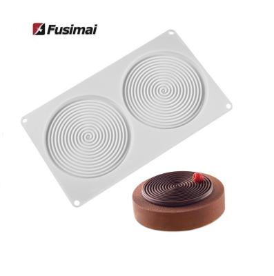 China Fusimai Silicone Dessert Viable Circular Spiral Mold 2 Mosquito Coil Round Mousse Cake Molds for sale