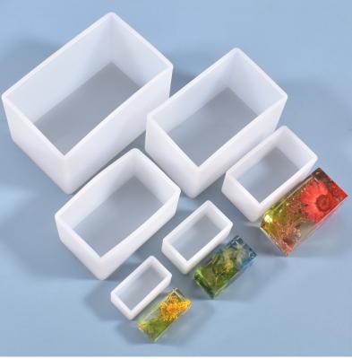 China DIY Resin Silicone Mold Tabletop Viable Cuboid Resin Dried Flower Filling Rectangular Pendent Silicone for sale