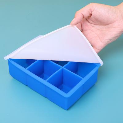 China Viable Leak Proof Seal 6 With Big Ice Mold 3D Ice Block Mold Big Cube Silica Gel Ice Mold Tray for sale