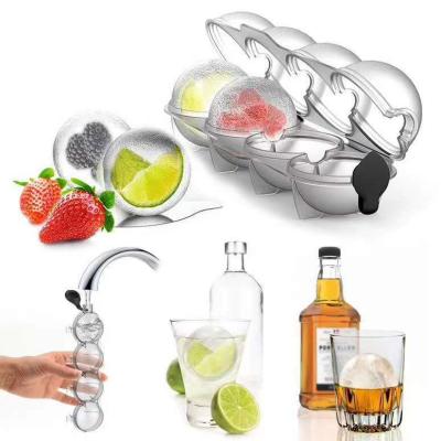 China Viable Hot Selling Silicone Ice Hockey Mold For Whiskey Mixing Double Ball Cooler Cocktail Ice Mold To Cover for sale