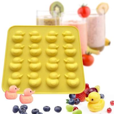 China Viable Fusimai Duck Ice Cube Mold Maker Fruit Dessert 16 Silicone Duckling Chocolate Molds for sale