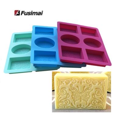 China Fusimai New Model Sustainable Soap Mold Cold Cake 6 Cavity Silicone Hand Soap Mold for sale