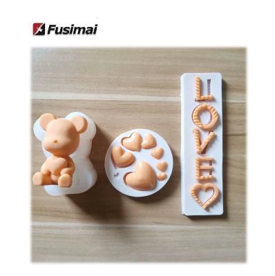 China Fusimai Disposable Cake Dress Up Love Bear Mold Sugar Chocolate Silicone Mold for sale