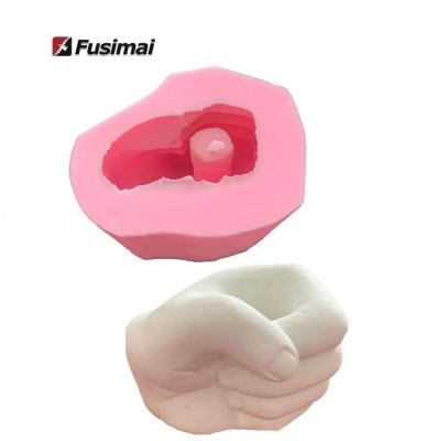 China Viable fleshy flowerpot mold creative flower pot fist flower pot garden balcony plant decoration cement silicone mold for sale