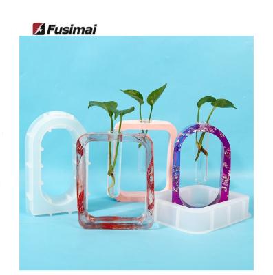 China Viable Diy Flower Pot Flower Planter Silica Gel Mold Test Tube Vase Mirror Resin Hydroponic Mold 3 for sale