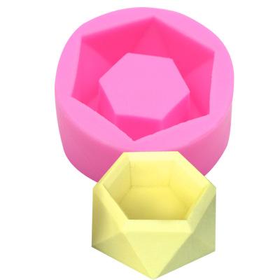 China Scented Silicone Flowerpot Hexagon Gypsum Silica Mold DIY Chocolate Sugar Cake Viable Decoration Mold Fleshy Gypsum Silica Mold for sale