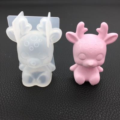 China Viable EPOXY Resin 3D Plum Mirror Christmas Deer Silicone Mold Scented Plaster Manual Soft DIY Decorations for sale