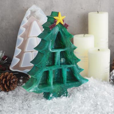 China New Viable Large Christmas Tree Shape Trinket Jewelry Storage Box Resin Silicone Mold for sale