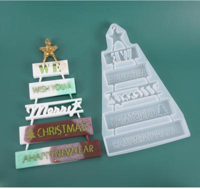 China Sustainable Christmas Tree Card Decorations Christmas Resin Tech Silicone Material Hanging Mold for sale