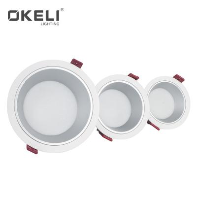 China High Quality High Lumens 7W 12W 18W Energy Saving OKELI Desktop Commercial Die Casting Aluminum Recessed LED Downlight for sale