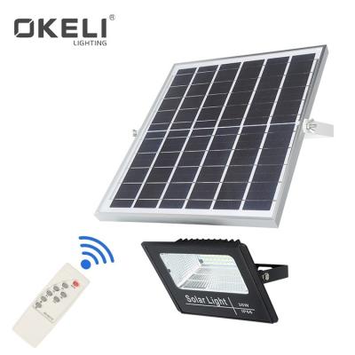 China OKELI outdoor high lumen SMD ip65 30w 60w 100w 200w outdoor waterproof aluminum solar led floodlight for sale