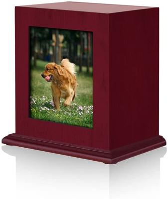 China Sustainable Dog Wood Keepsake Memorial Ashes Urn Box pet caskets & urns Photo Box Dogs pet keepsake urns for dogs ashes pet cremation for sale