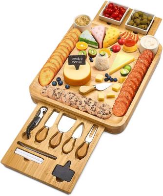 China Viable Dishes Serving Plate Acacia Wood Cheese Cutting Board Tingsheng Cheese Board Slicer Board Trays and Bamboo Cheese Knife Set for sale