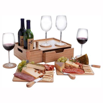 China Warming Gift Bamboo Cheese Cutting Board And Sustainable House Wedding Large Charcuterie Boards Cheese Platter Set for sale