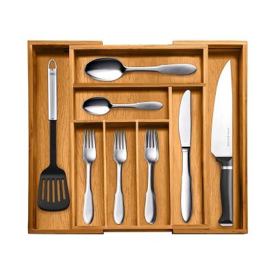 China Best Selling Expandable Expandable Organizer Flatware Low Price Flatware Bamboo Flatware Cutlery Sets for sale