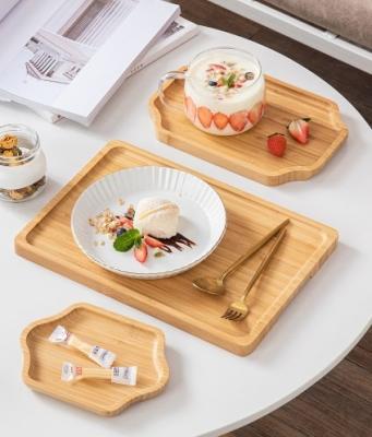 China Wholesale Viable Japanese Bamboo Wooden Dish Nordic Bamboo Wooden Tray Dessert Household Dish Serving Tray for sale