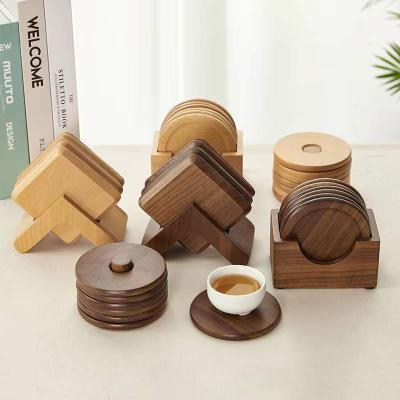 China Sustainable Walnut Base Cup Coaster For Drinks Wood Coasters Outdoor Coasters for sale