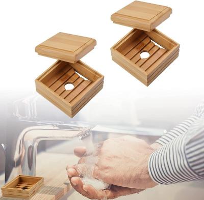 China Modern Wooden Manual Burning Soap Holder Charcoal Toiletry Box Holder Magnetic Soap Dispenser Tray Soap Holder For Bathroom for sale