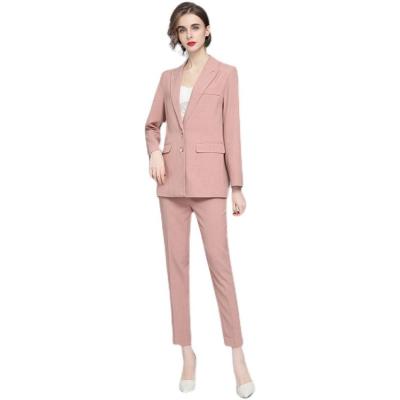 China Spring White Orange Orange White Casual Two-piece Temperament Jacket Pants Anti-Wrinkle Professional Suit for sale