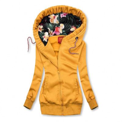 China Anti-wrinkle autumn women's solid color printing drawstring loose hooded sweatshirt for sale